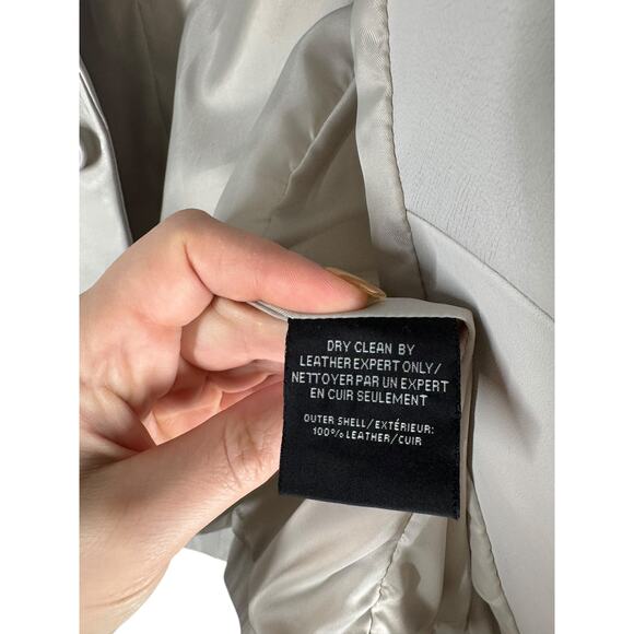 NWT Lamarque Felina Oversized Leather Blazer Moon‎ Gray Medium Loose Baggy - Picture 10 of 11